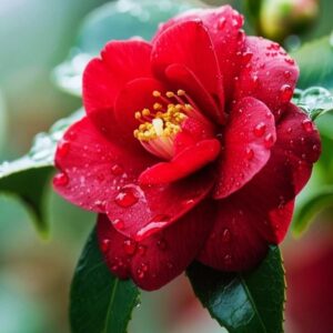 Red Camellia Plant