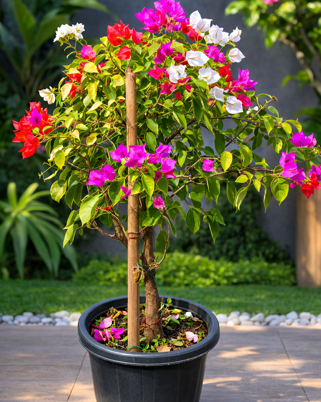 Bougainvillea Multicolor Plant flowering in garden pot