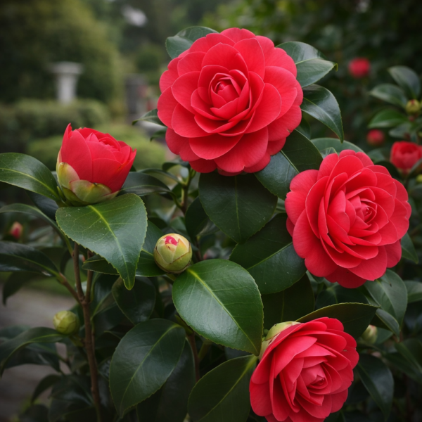 Red Camellia Flower Plant