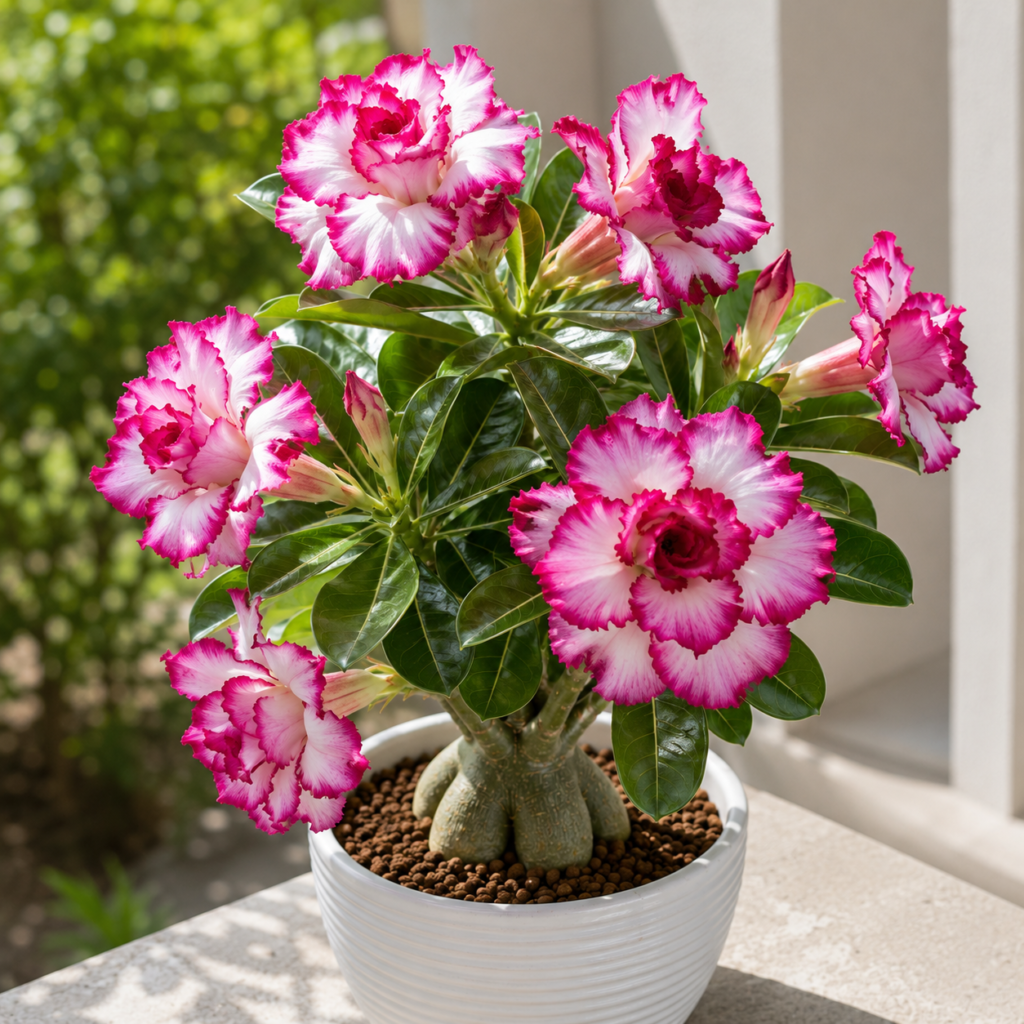 Pink Edged Desert Rose Bonsai