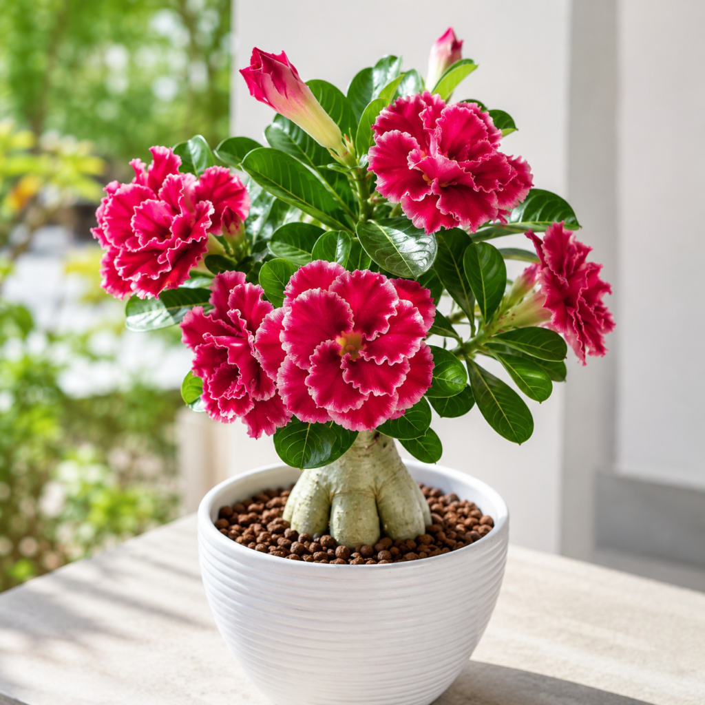 Ruffled Red Desert Rose Bonsai