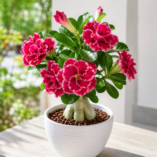 Ruffled Red Desert Rose Bonsai