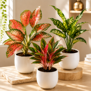 Vibrant Aglaonema Plant Trio